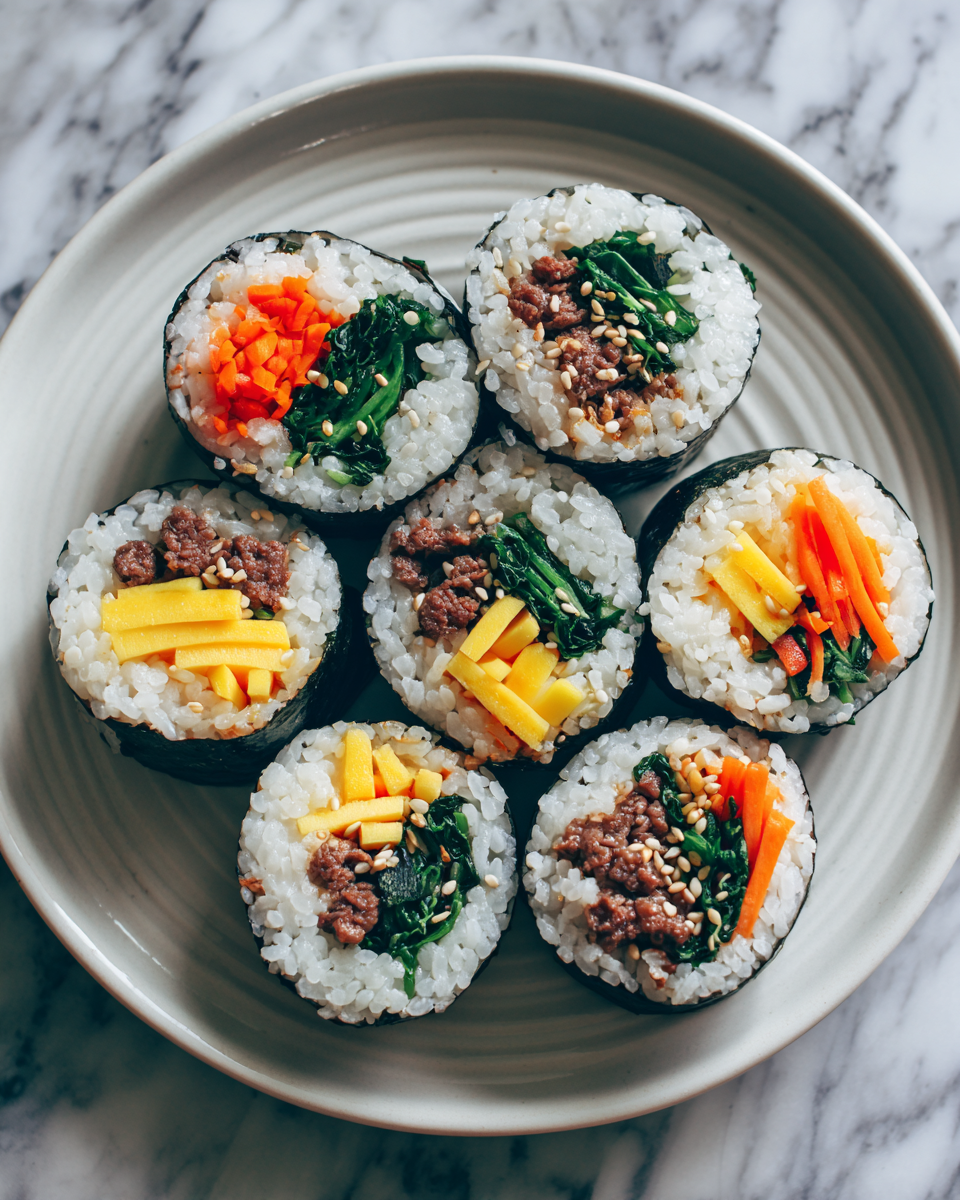 Famous Kimbap Korean Seaweed Rice Rolls Viral Food Trend